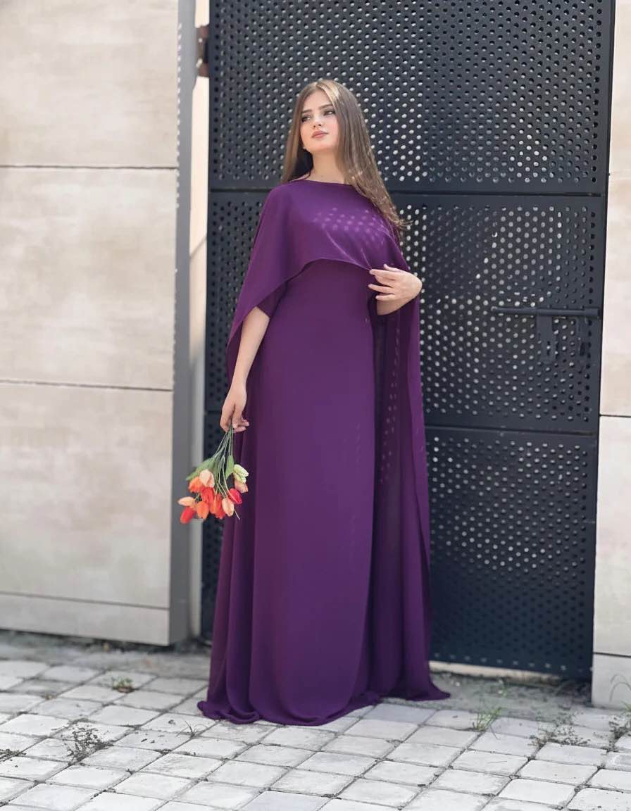 Eid collection/Two Tone Cap Shawl With Long Fitting Body Maxi And Dori Chiffon 2Pcs for girls/women wear