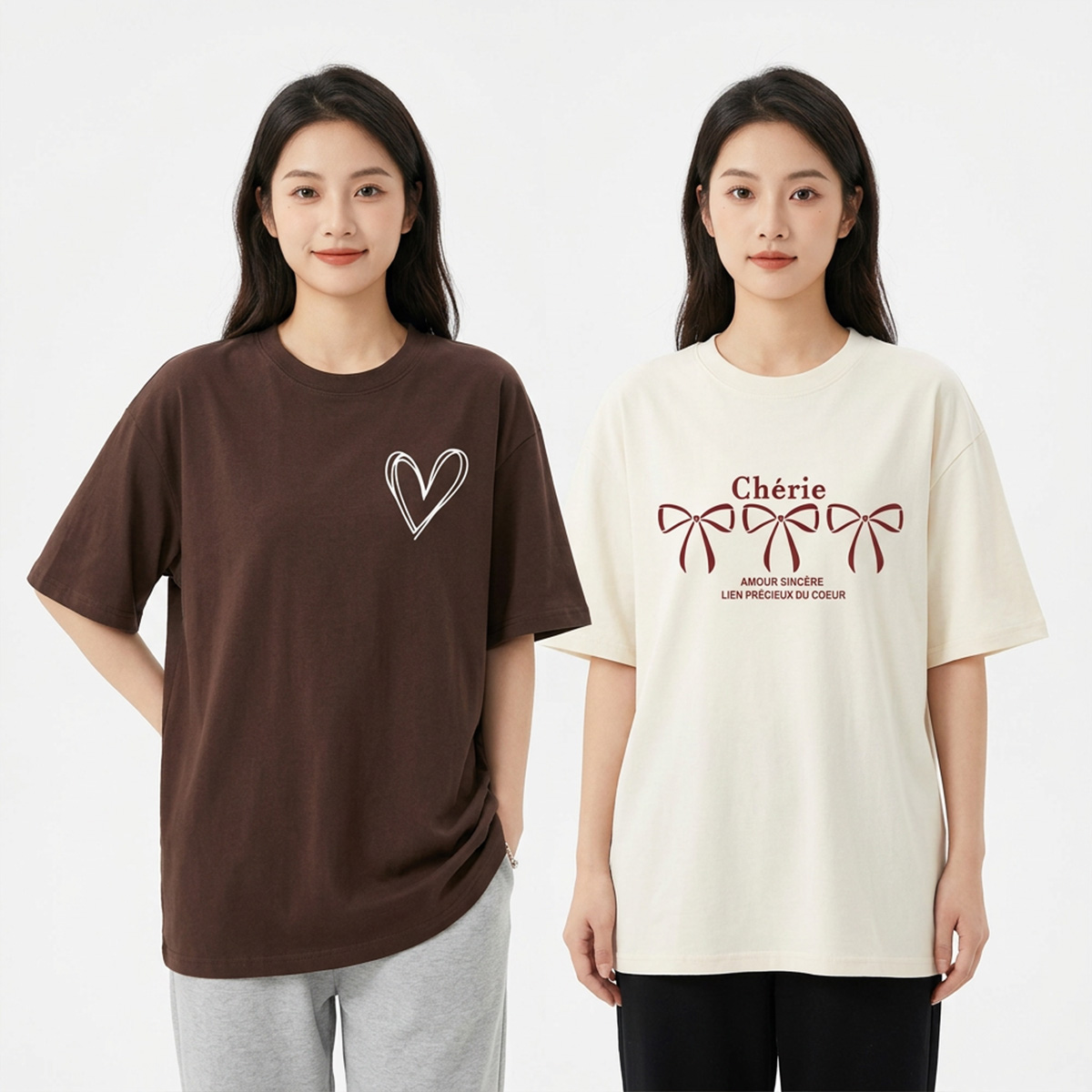 Stylish Graphic Print Half-Sleeve T-Shirt for Women â€“ Pack of 2