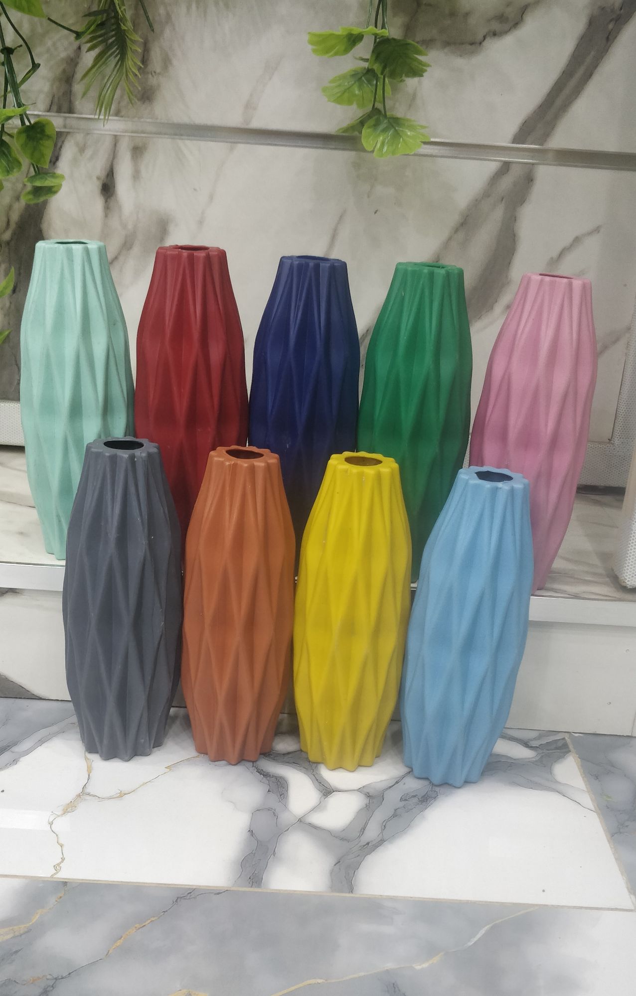 8Inch Plastic Vase MultiColor Home Decor Accent