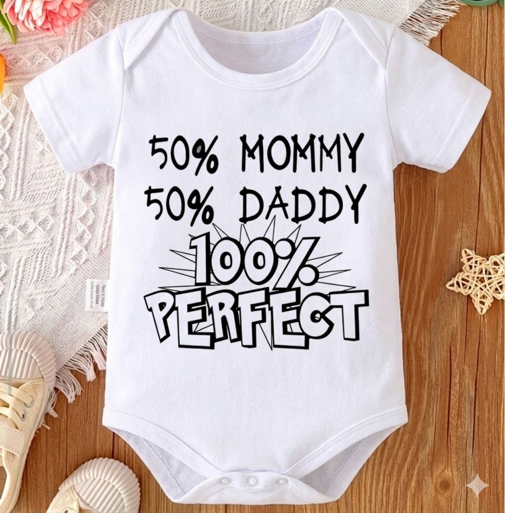 Washable Cotton Rompers For kids jump suit Check Diaper /50% mommy / Milk meter