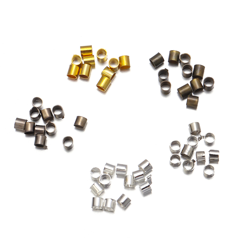 500Pcs 1.5/2/2.5mm Gold Silver Color Tube Crimp End Beads Stopper Spacer Beads For Jewelry Making Findings DIY Necklace Supplies