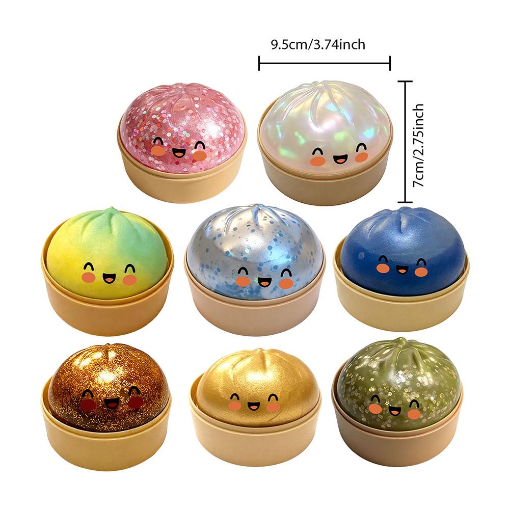 Cute Crystal Steamer Dumpling Bun Slow Rising Squishy Stress Ball Pinch Simulation Steamed Bread Fidget squeeze Toy Relax 