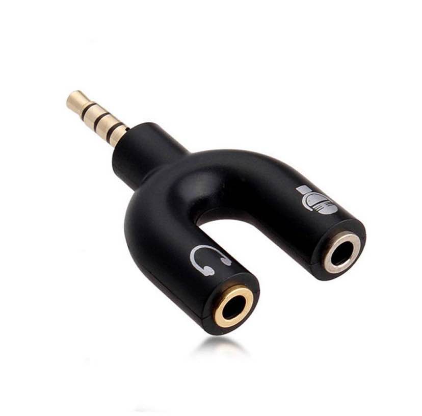 U shape 3.5mm aux 1 in 2 out Audio Splitter adapter microphone