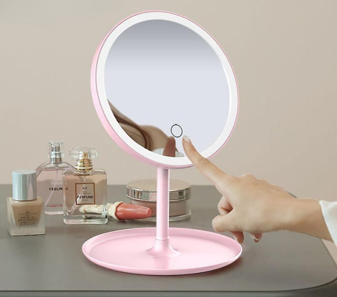 Makeup Mirror with Stand – Portable LED Light Mirror for Makeup & Skincare  Adjustable Tabletop Vanity Mirror with Built-in Bright Lights for Clear Reflection