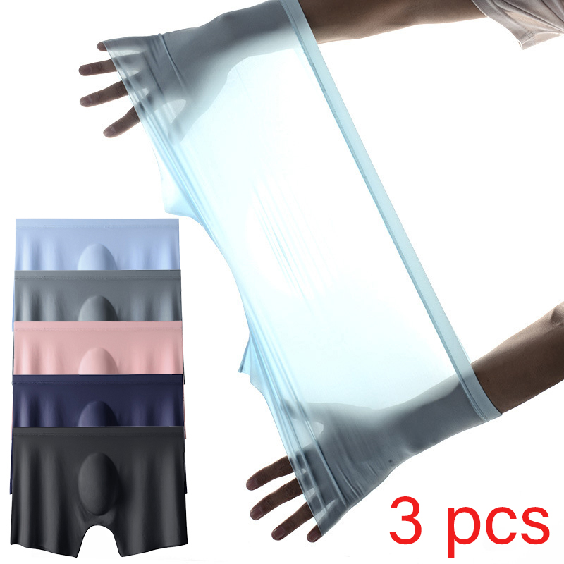 3Pcs/Lot Men's Summer Ultra-thin Boxers Briefs Ice Silk Seamless Underwear  Lingerie Underpants Shorts Breathable Panties