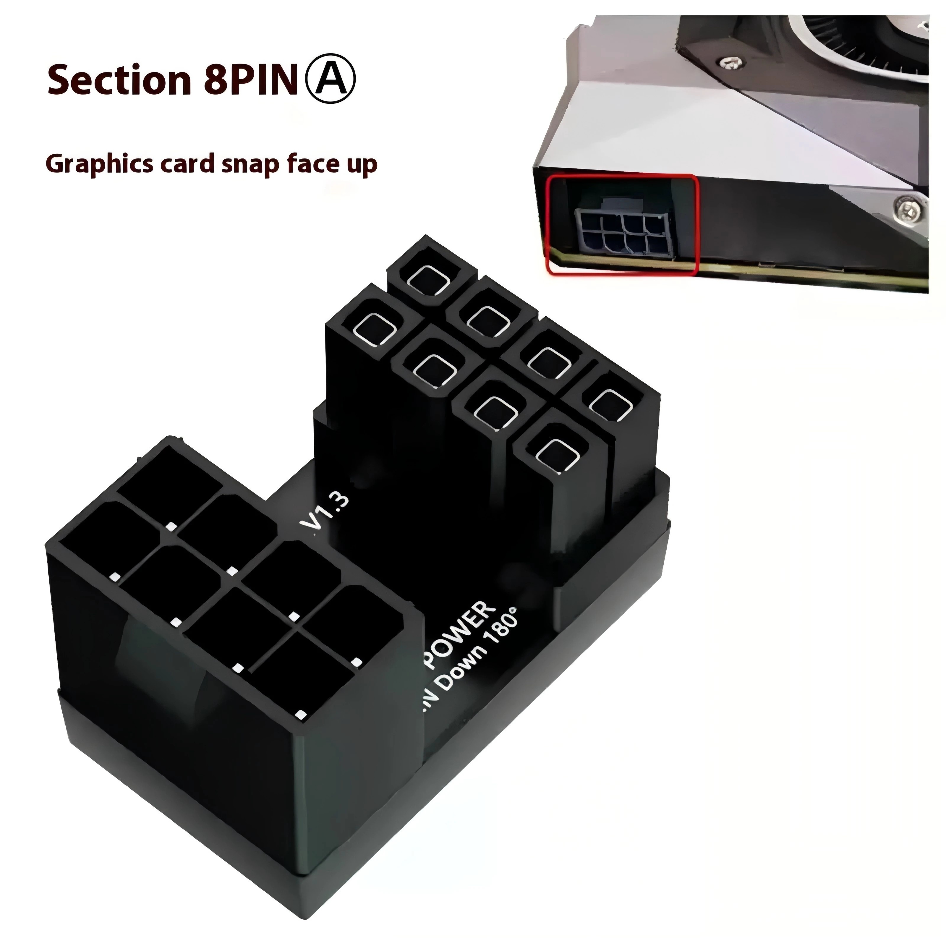 LDPCSJ 180° Rotating Elbow PCI-E Graphics Card Power Supply Adapter Connector GPU PSU Steering 6Pin 8Pin Wiring Artifact