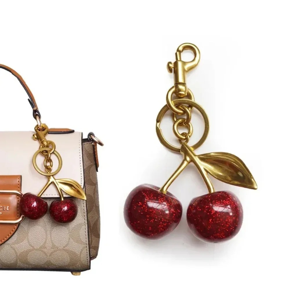 Trend 2026 Crystal cherry pendants, suitable for coach bags, women's handbags, shoulder bags, and keychain accessories