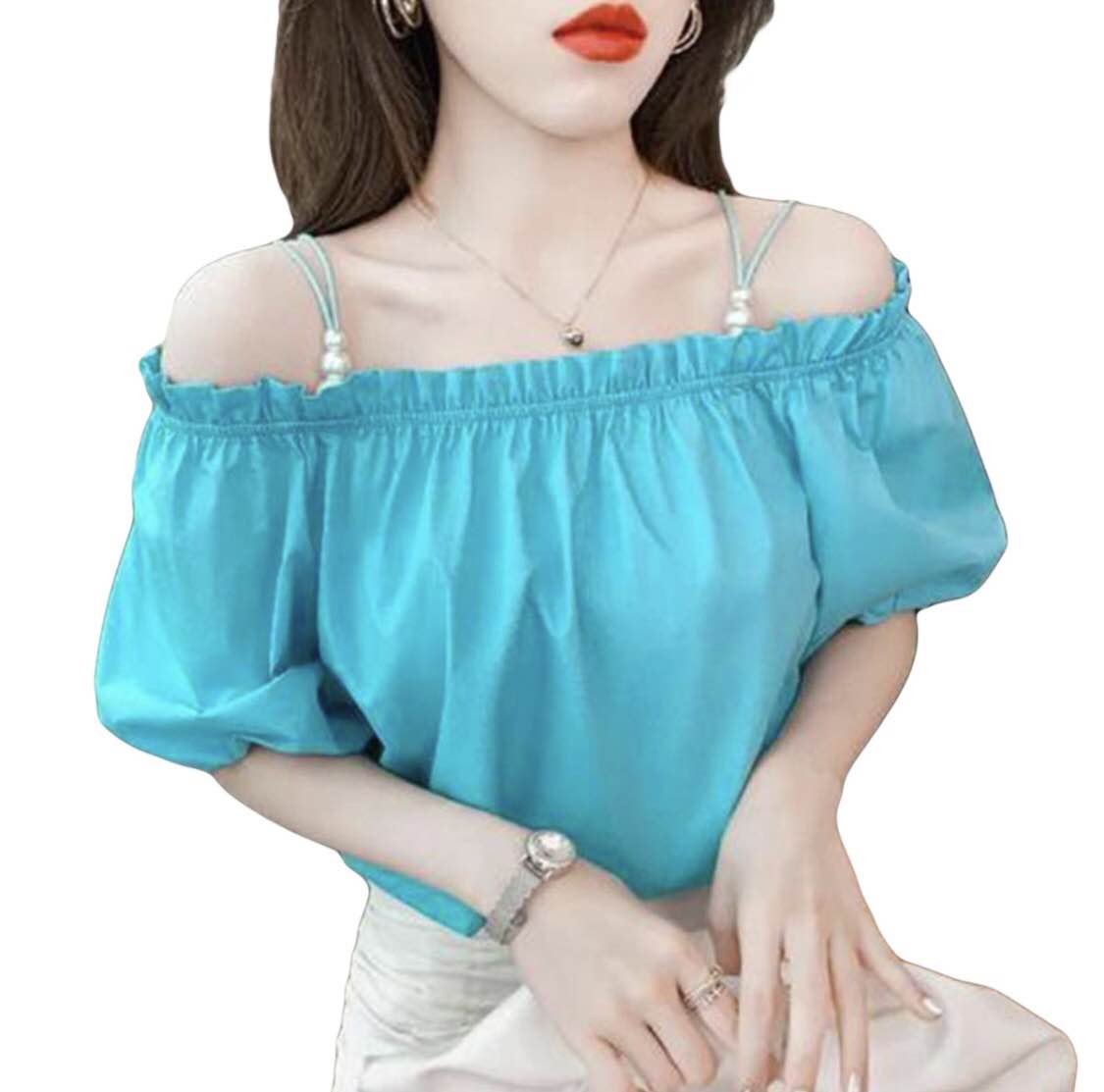 Women Shirt Cotton Off Shoulder Short Sleeves Tops For women Sweet Summer Floral Printing Shirts