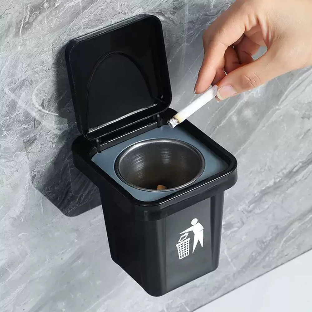 1Pc Wall Mounted Garbage Can Ashtray Creative Home Living Room Bathroom Lid Ashtray With Lid