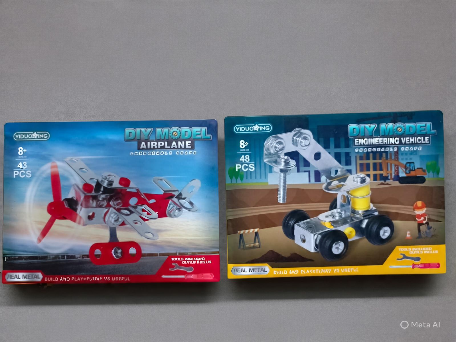 DIY Model Air Plane and Engineering Vehicle Construction Kit - Pack of 2 - 48 Pieces in a Pack