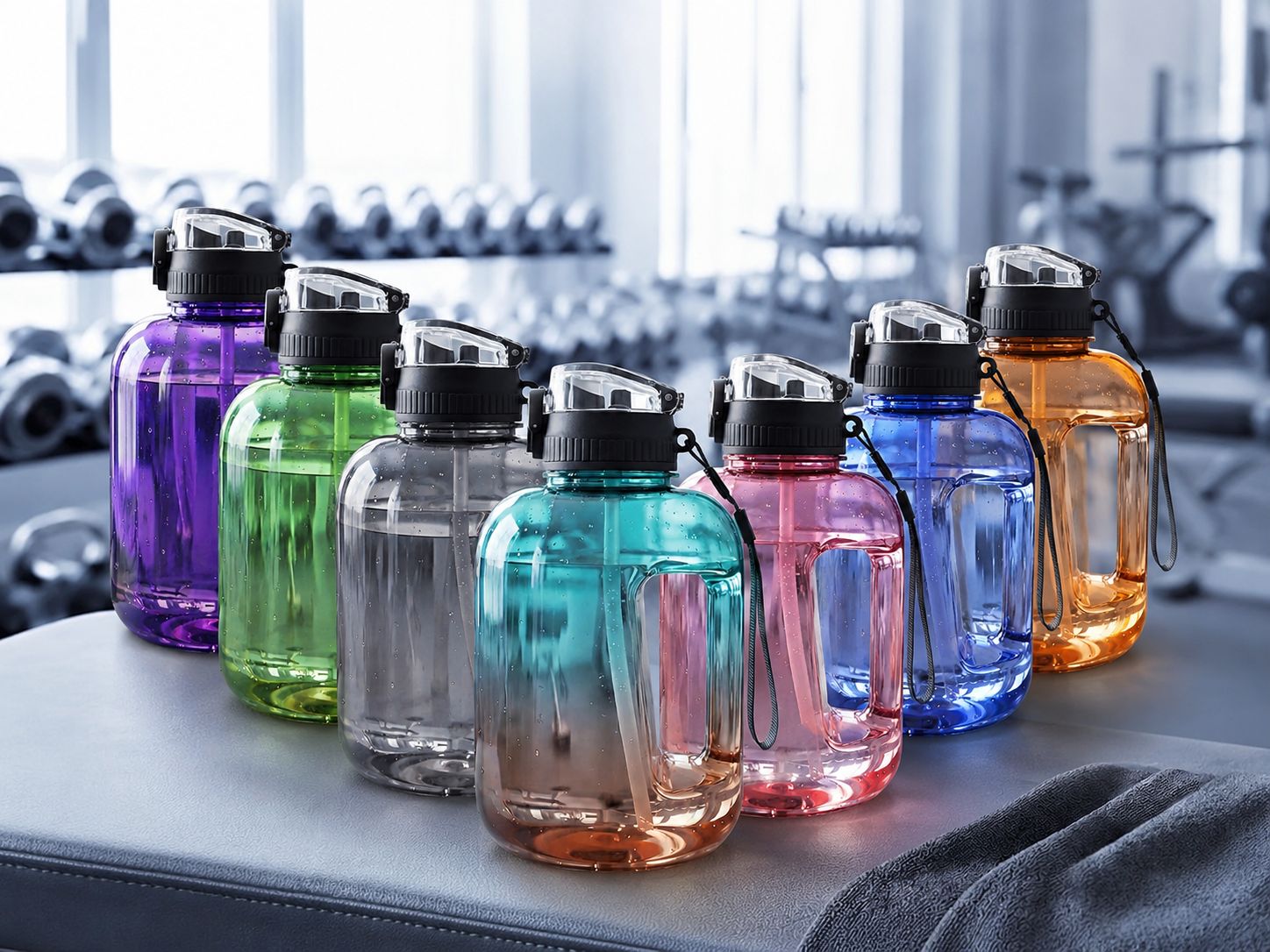 2.5L Large Gym Water Bottle with Straw & Handle  Leakproof BPA-Free Motivational Sports Water Jug  Big Capacity Fitness Bottle for Gym, Workout & Outdoor