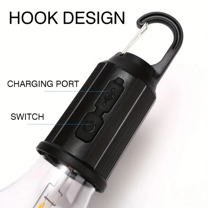 Outdoor Camping Hanging Type-C Charging Retro Bulb Light, Outdoor Hanging Tent Light Bulb