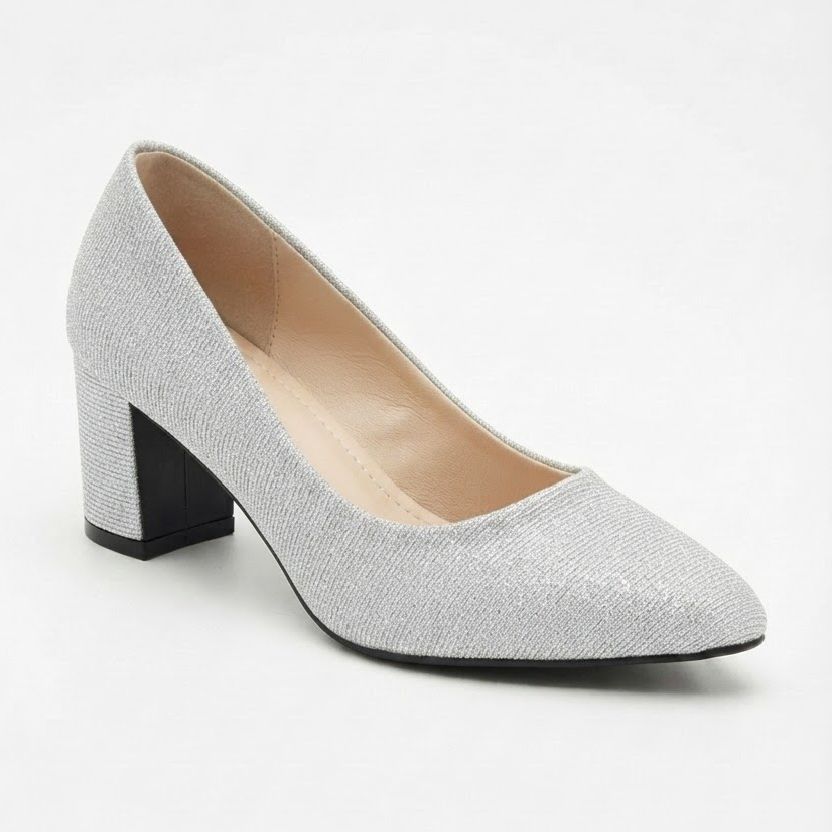 Women's Elegant Pointed-Toe Slingback Block Heels Shoes – Chic Gold Chain Accent Dress Court Shoes & Pumps in Multicolors