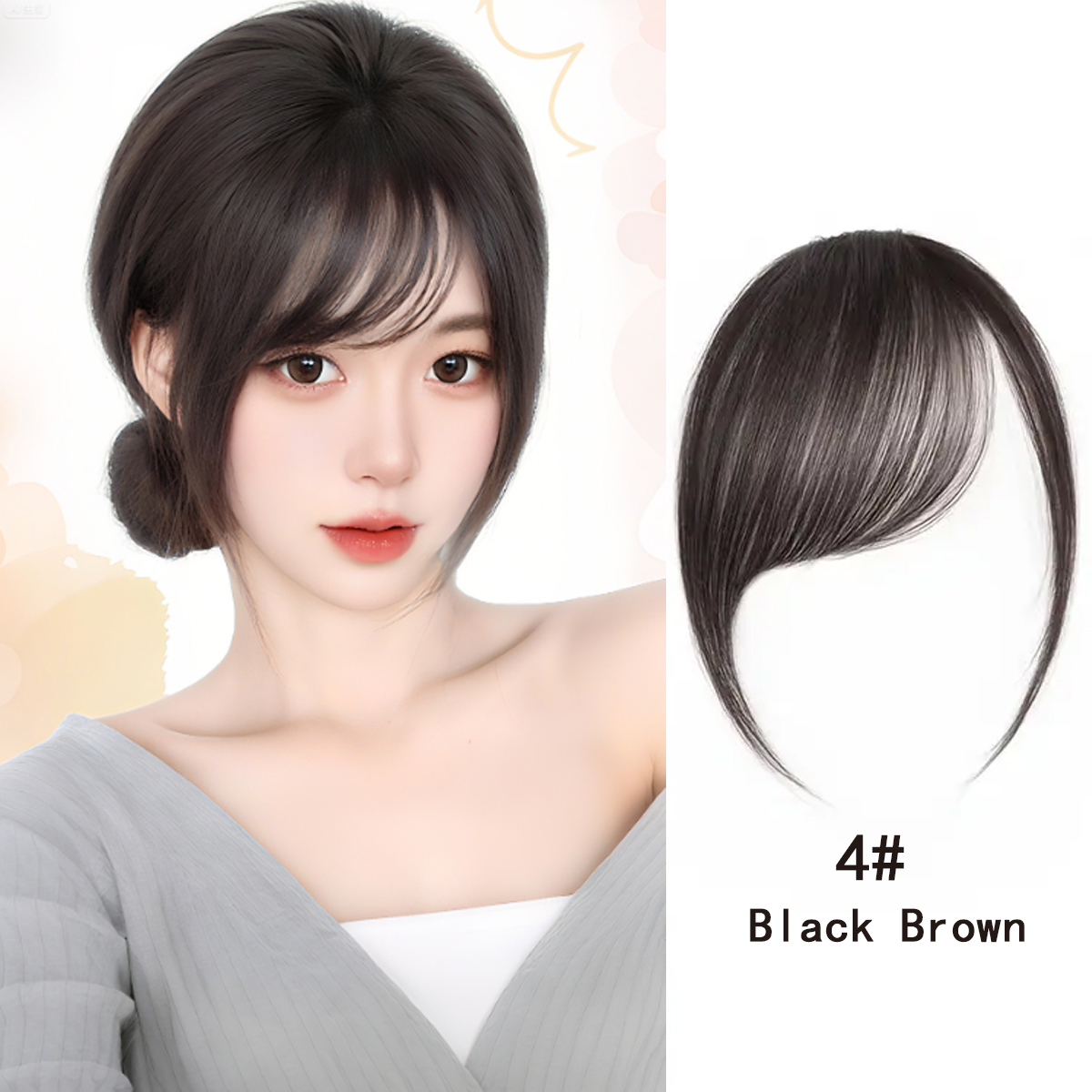 Synthetic Slanted Bangs Short Brown Black Fake Hair Fringe Extension Clip In Hairpieces Accessories for Women Girl