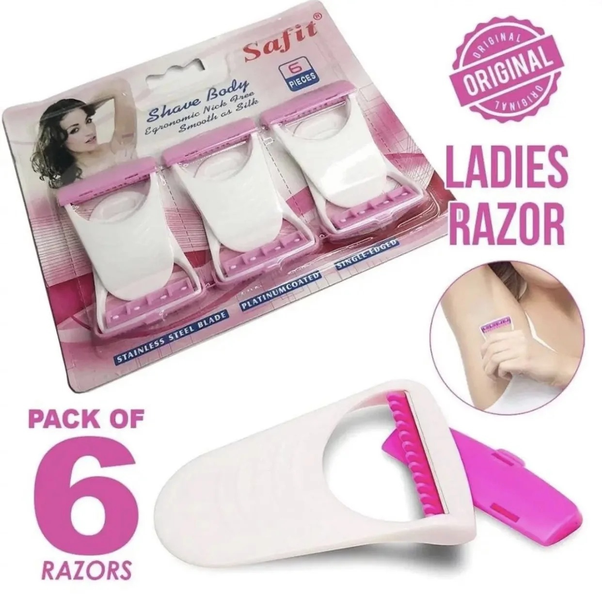 Panmah Sofit Razor Platinum Coated Single Edged for Women Smooth Shaving Comfortable Grip