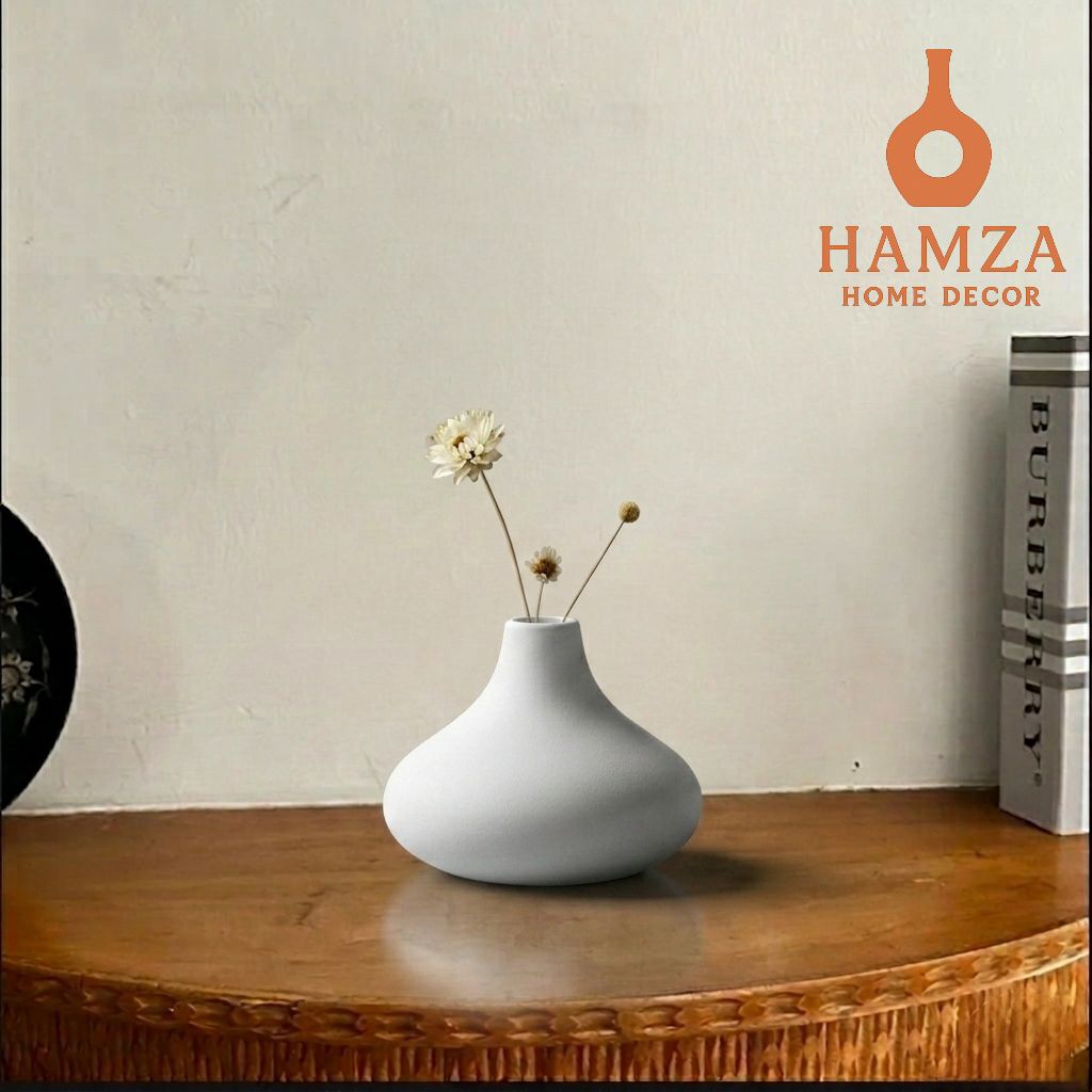 Black & White Minimalist Vase – Handmade Ceramic Home Decor Accent