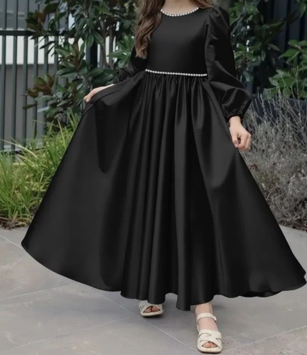 Pearl Beaded Lantern Sleeve Maxi Dress For Girls