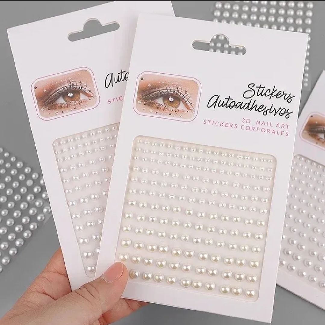 ​3D Crystal & Pearl Face/Nail Art Stickers Set – Face Gems, Body Jewels & Glitter Stone Sheets