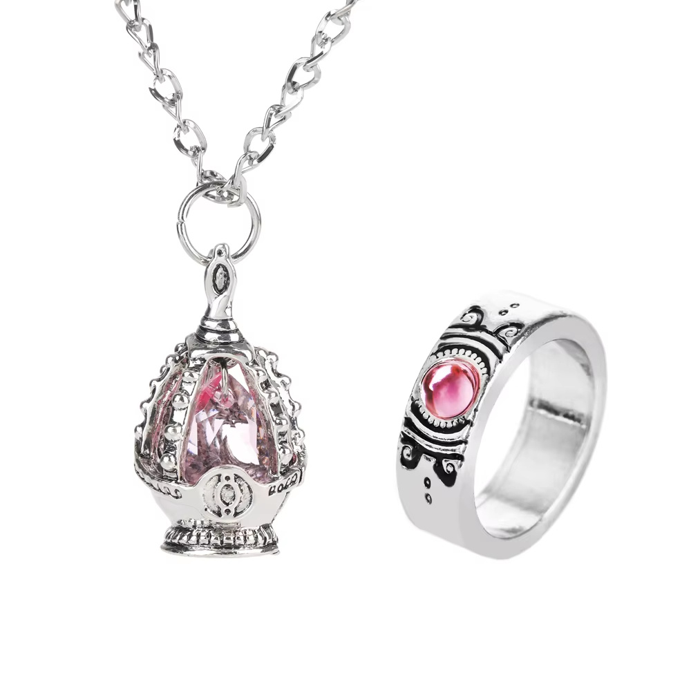 Anime Puella Magi Madoka Magica Soul Gem Necklace Crystal Pendant Ring Cosplay Costumes Lovers Jewelry Set Accessoies Props