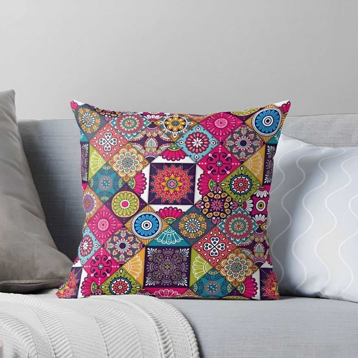 Digital Printed Luxury Cushion Cover 16x16 Inch Decorative Sofa and Home Decor Pillow Case, Comfortable, Durable, Eco-Friendly