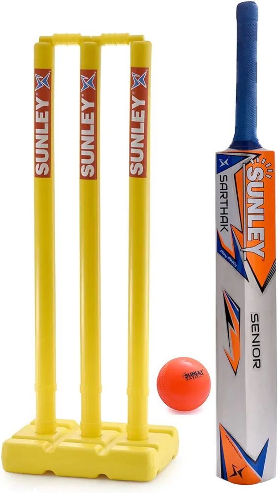 Cricket Set with Sarthak Senior Popular Willow Cricket Bat Full Size & 1 PVC Wicket Set & 1 Wind Ball (Age Group (15+ Years))