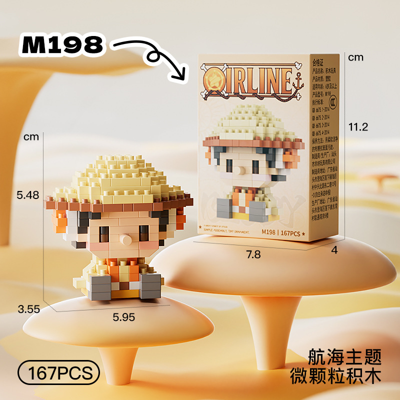 ONE PIECE Sun God Nika Luffy Micro Building Block Chopper Ace Buggy 3D Anime Model Assembly Mini Bricks Figure Toys For