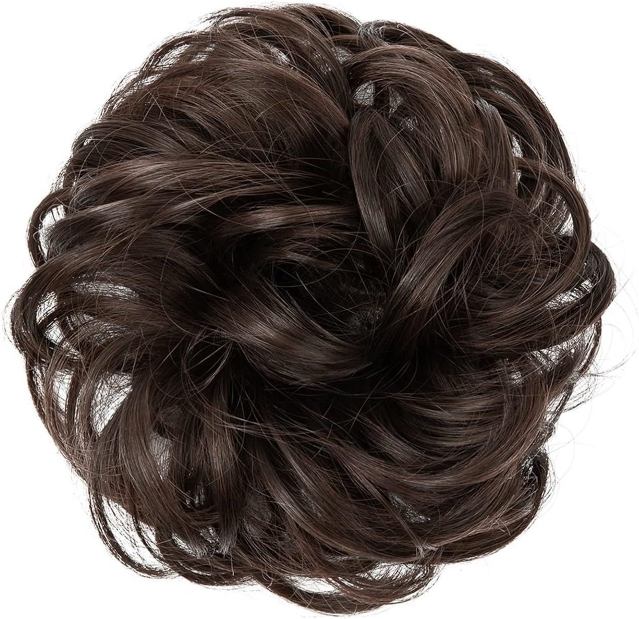 Dark Brown Hair Bun Extension Synthetic Hairpiece Clip In Messy Curly Bun Hair Accessory Women Girls Elegant Hair Accessory Easy To Use Comfortable Lightweight Adjustable Size Premium Quality Hairpiece For Parties Weddings Daily Wear