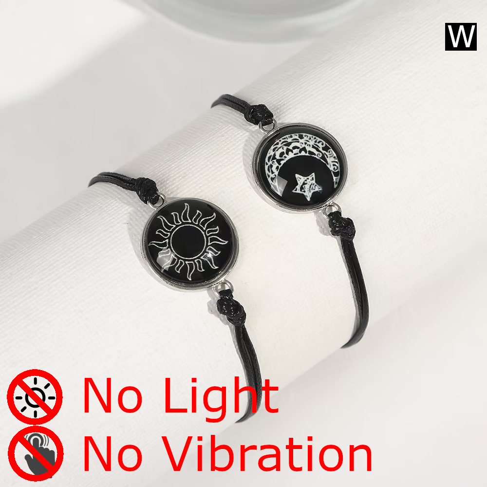 2 Pcs Glow-in-the-Dark Sun & Moon Couple Bracelet Set – Adjustable Unisex Luminous Wristbands for Couples & Friends