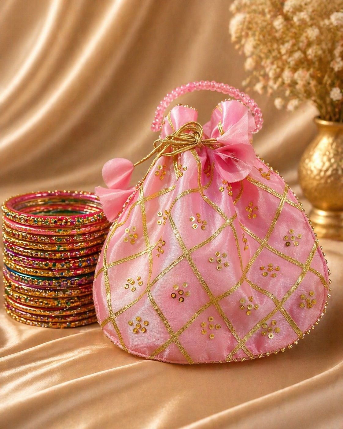 Fancy Embroidered clutch/Potli bag for Wedding,Parties traditional Potli gol bag handmade gotta work