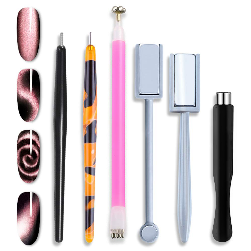 LINMANDA 6Pcs Magnetic Nail Art Pen Set Cat Eye Nail Art Design Tool for Gel Nail Polish Suitable for Home DIY or Nail Salon