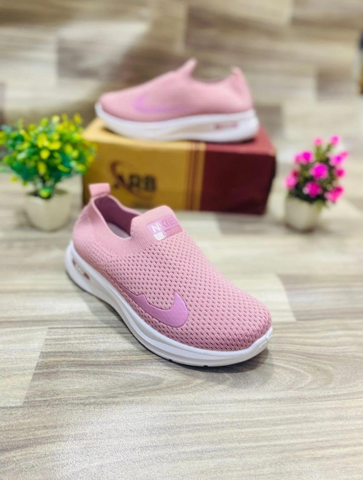Women Pink Breathable Mesh Sneakers - Lightweight Slip On Running Shoes for Girls - Casual Sports Joggers & Walking Shoes