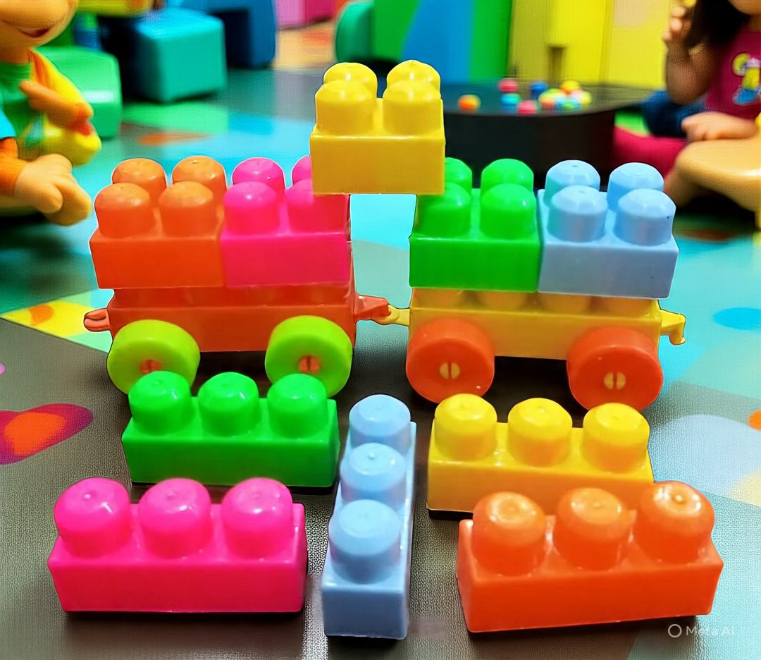 Jumbo Building Blocks for Kids, Big Size Construction Blocks with Wheels, Educational Creative Building Bricks Toy, Interlocking DIY Building Blocks Set for Boys & Girls, STEM Learning & Sensory Play Toy