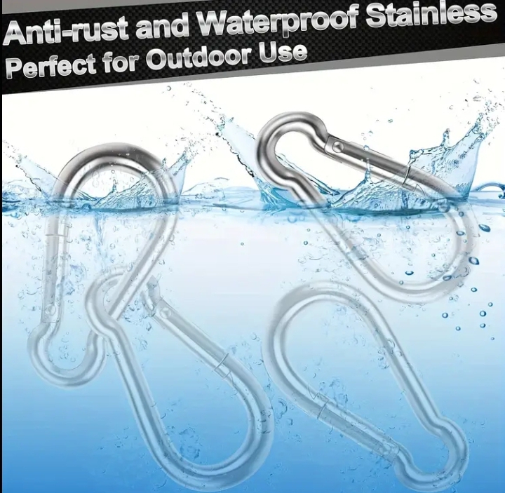 4pcs  1 Pcs Heavy Duty M5 Carabiner Clip | Stainless Steel Spring Snap Hook for Camping, Hammocks, Gym, Swing, DIY & Outdoor Use
