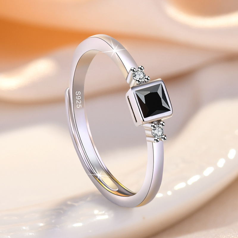 925 Sterling Silver Zircon Adjustable Engagement Rings For Women Wedding Elegant Jewelry Ladies Accessories  R007