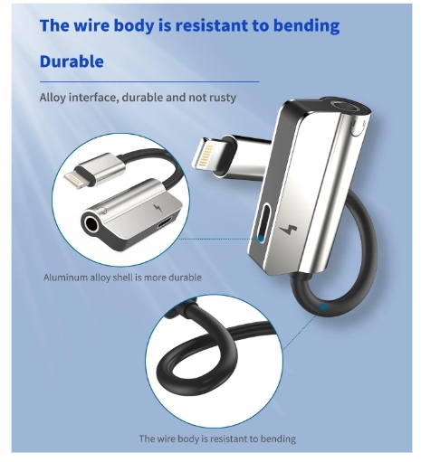 2-in-1 Lightning to 3.5mm Earphone Jack Splitter Adapter | Fast Charging & AUX Converter | Direct Plug & Play (No Bluetooth Needed) | loS 17/18 Compatible