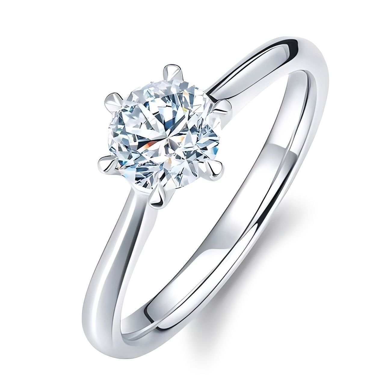 Women's Rings 925 Silver, CT POLISHED Moissanite Solitaire 6 Claws Women's Silver Ring for Engagement/Gift