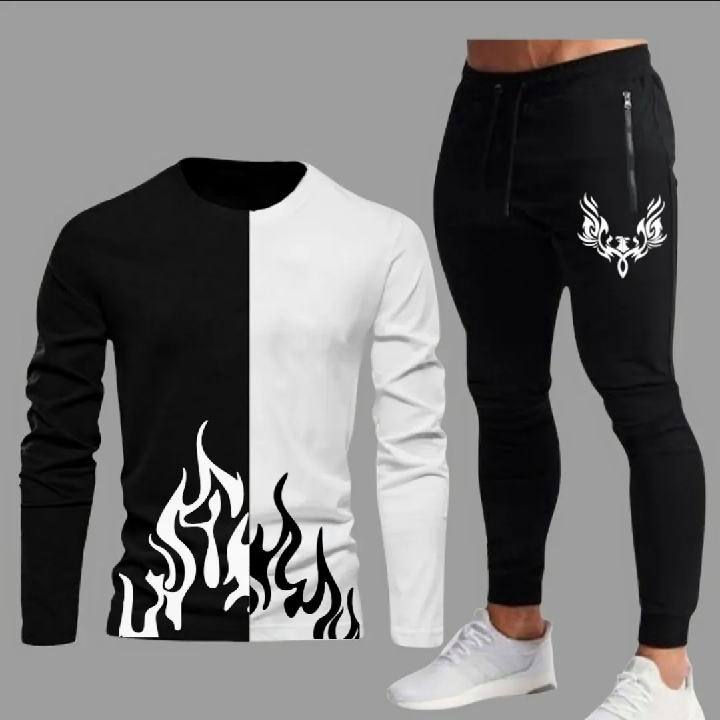 NEW ARRIVALS FULL SLEEVE LUXURY PRINTER ROUNDNECK SHIRT WITH ZIP POCKET TROUSER FOR BOYS MEN PREMIUM QUALITY