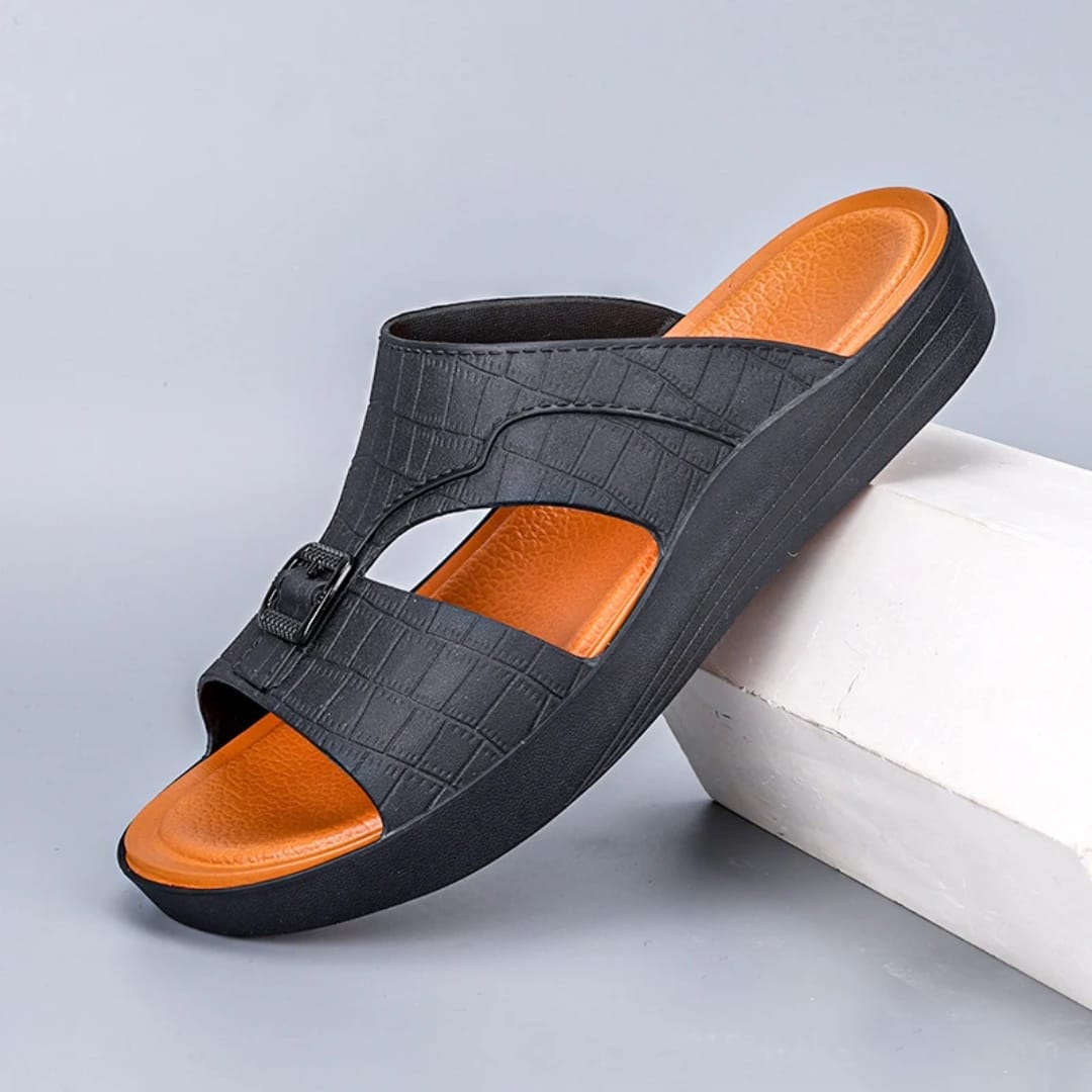 Men’s Stylish Jeans Fabric Chappal Open Toe Casual Sandals Soft Comfortable Rubber Sole Slippers for Daily Wear