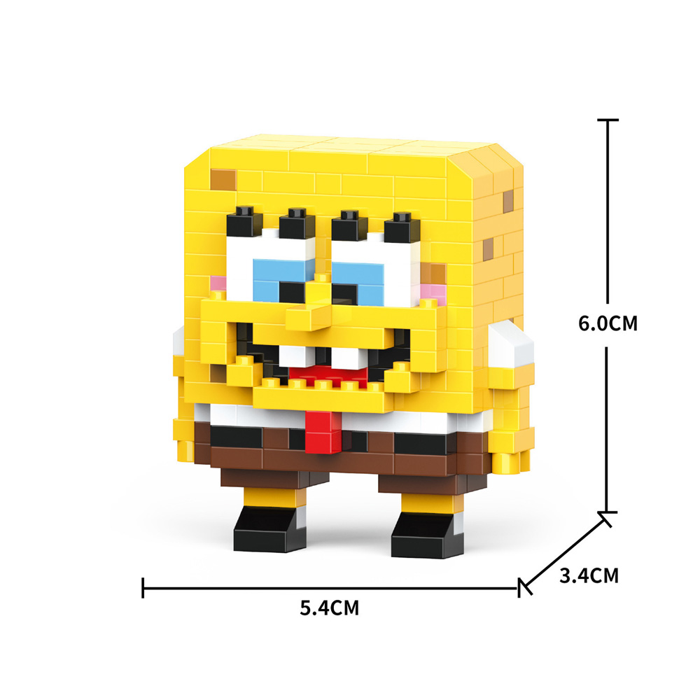 Yellow Sponge Cartoon Square Octopus Crab Mini Building Block Anime Character Brick Model DIY Assembly Toy Desktop Ornament 