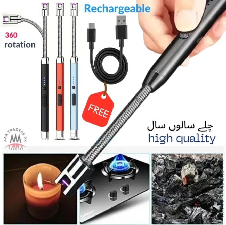 USB Rechargeable Flameless Arc Lighter Flexible and Windproof for Candles, Hiking, Camping, Kitchen, Fireplaces