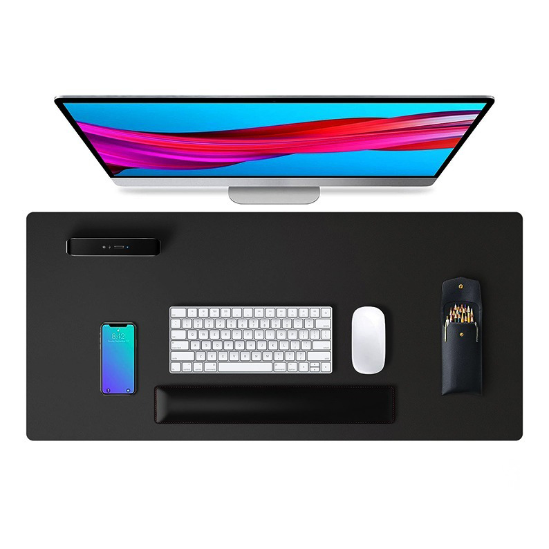 Premium PU Leather Desk Pad (24"x12") PU Leather Mouse Pad Waterproof and Stain Resistant Table Mat Non-Slip PU Leather Mat for Office and Home Durable Laptop Desk Pad Stylish PU Leather Blotter for Writing Gaming and Office Use Large Size Desk Mat