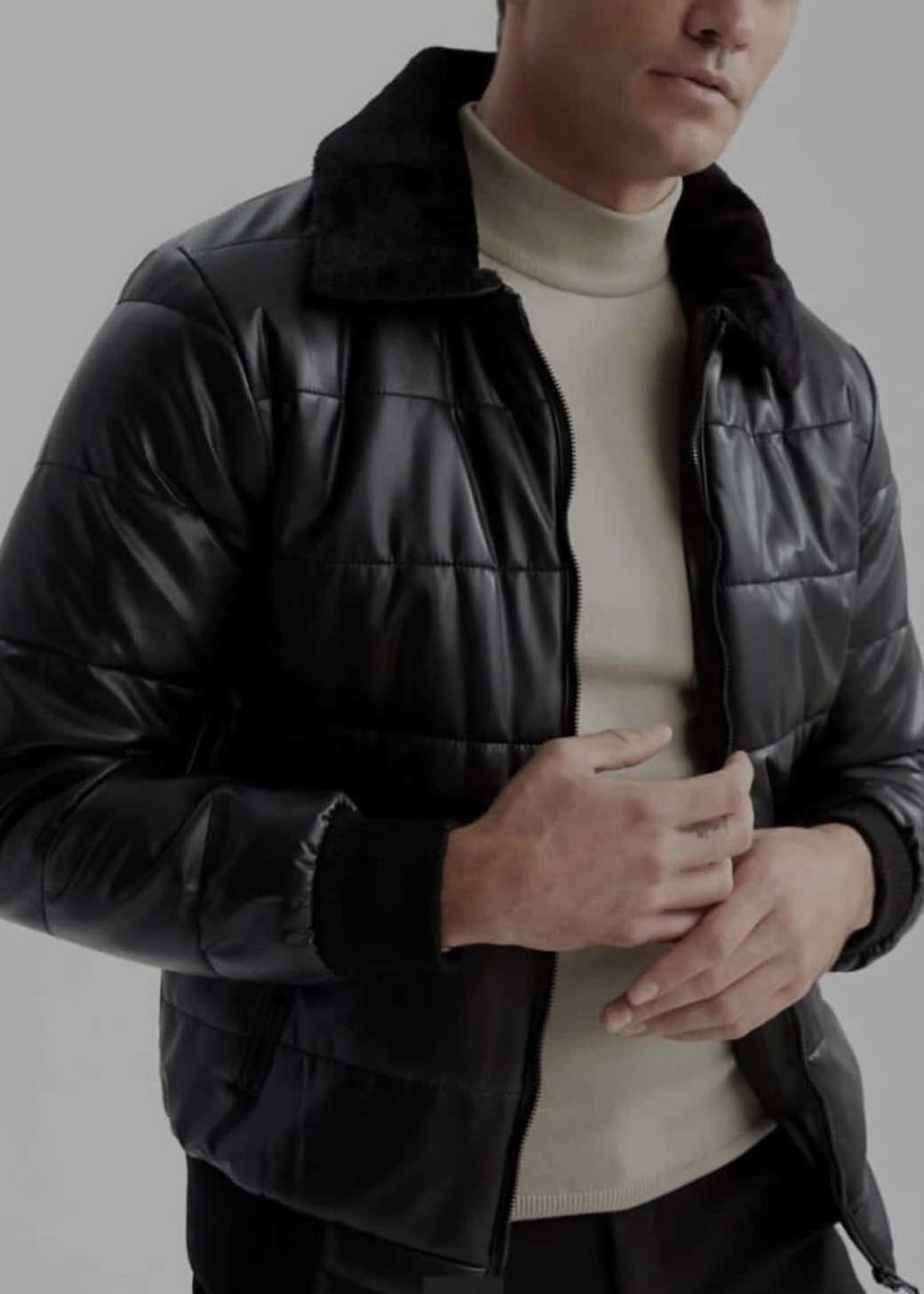 Mens puffer fur jacket best sale