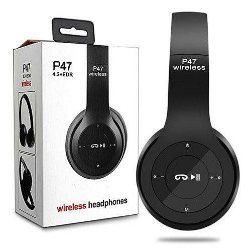 P47 Wireless Bluetooth Headphones | Foldable Stereo Headset with Mic | TF Card & AUX Support | Rechargeable Portable Headphone