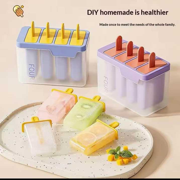 4 Grid Food Grade Popsicle Maker – Reusable Ice Cream Mold | DIY Ice Pop Maker