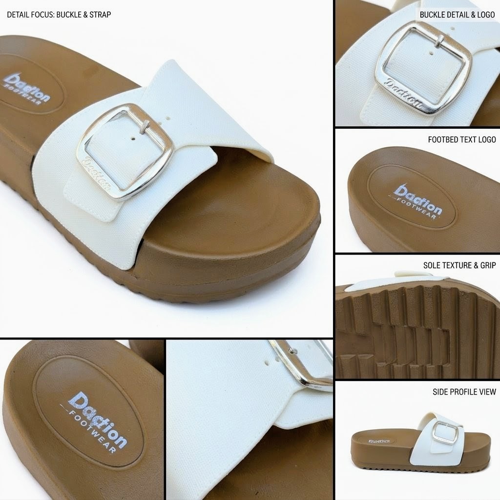 Creamy Soft Step Medicated Slippers for Women - Comfortable Soft Sole Chappal for Females - Waterproof Outdoor Cushioned Slide Sandals with Adjustable Buckle - Coffee Color