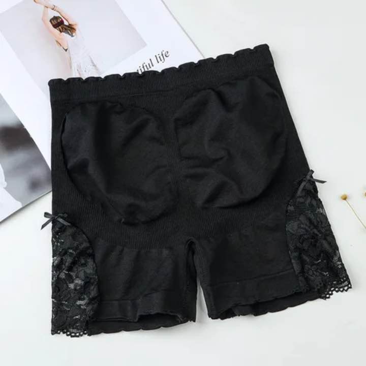 Women Bridal Side Lace Boxer Shorts Panty | Luxury Soft Net Lingerie | Mid Waist Anti-Chafing Safety Shorts | Stretchable Breathable Innerwear | Free Size (40–80 KG)