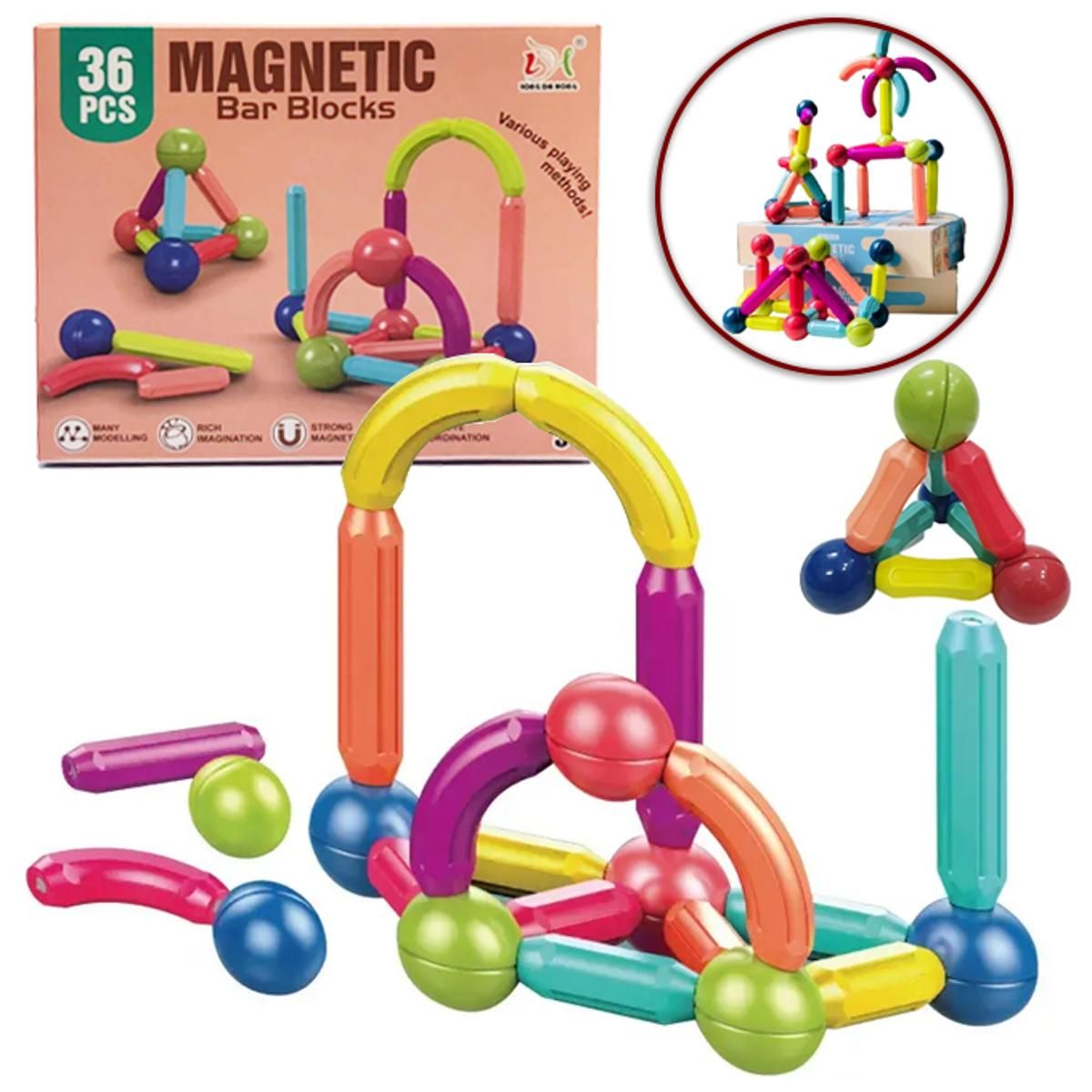 Learning Boys Girls Toys Age 4-5,Magnetic Blocks Magnet Toys for Toddlers 1-3,Magnetic Balls and Rods Set Educational Magnet Building Blocks,Kids Toys for 3+ Year Old Gifts(25pcs)