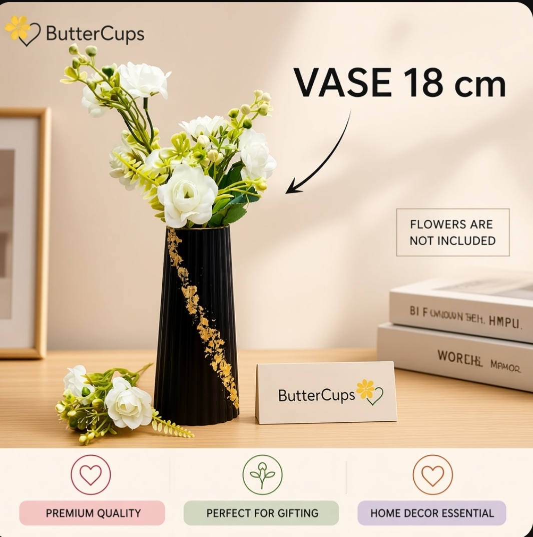 Large Striped Vase for Home Decor, Big Ceramic Flower Vase for Living Room