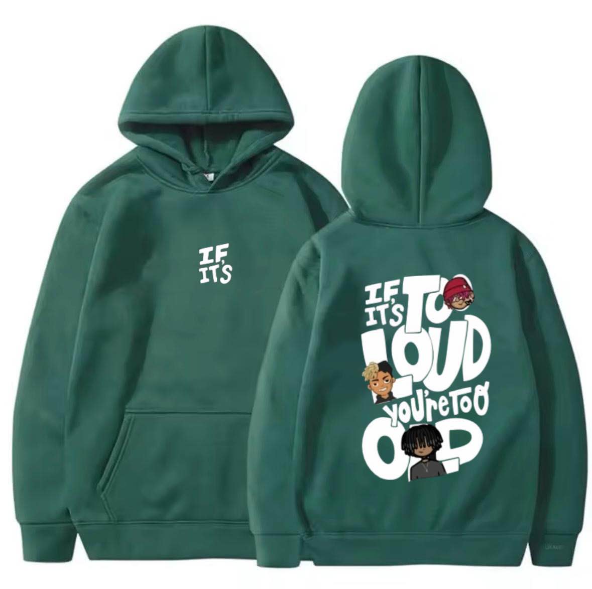 BURNOUT.PK NEW TRENDY PREMIUM QUALITY WINTER COLLECTION IF ITS TO LOUD FRONT BACK PRINTING BEIGE HOODIES FOR MENS