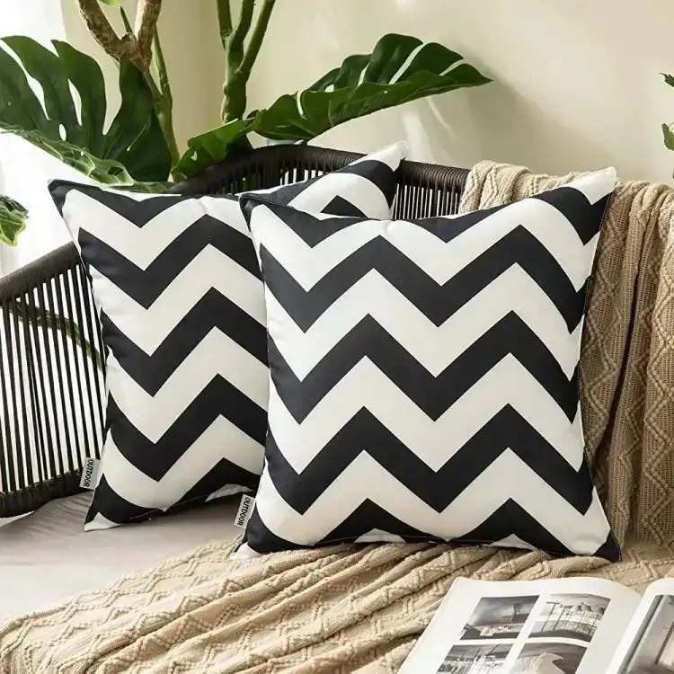 Printed Luxury Cushion Cover Decorative Home Decoration Cushion Covers Sofa Cushion Covers - Sitting Cushion Covers - QS Bedding (16x16 inches) - 1 Piece - Black Color